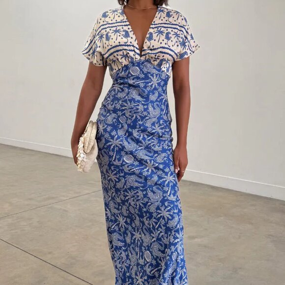 NWT ATHLETA Never Fully Dressed Blue Mosaic Elodie Dress Size 8 - Picture 8 of 9